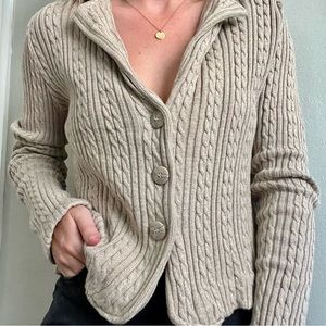 Cozy Knit Cardigan Button Collared Sweater